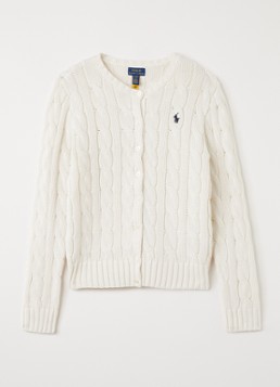 Ralph Lauren Meisjes Kabelgebreid vest met logoborduring in de kleur Beige, maat: XL=164