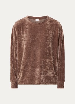Mey Dames Pyjamatop van fluweel in de kleur Lichtbruin, maat: XL