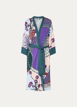 Mey Dames Kimono met print in de kleur Donkergroen, maat: S