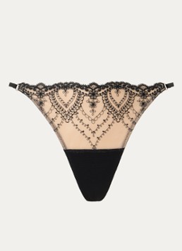 Mey Dames String van mesh met bloemborduring in de kleur Abrikoos, maat: 38