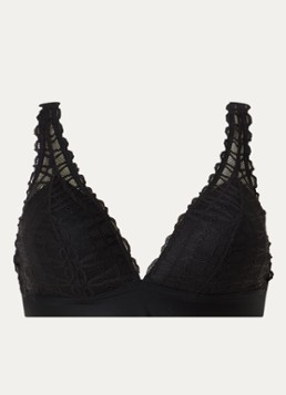 Mey Dames Voorgevormde plunge bh met overlay van mesh in de kleur Zwart, maat: S