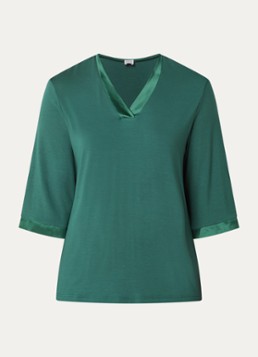 Mey Dames Pyjamatop met V-hals in de kleur Donkergroen, maat: M