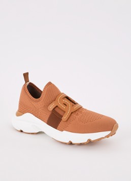 Tod's Dames Kate sneaker met met gebreid bovenwerk in de kleur Roestbruin, maat: 41