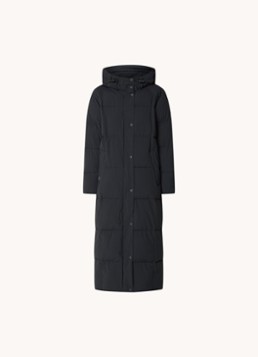 Airforce Dames Nia longline puffer jas met ritszakken en capuchon in de kleur Zwart, maat: L