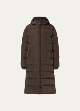 Airforce Dames Grace longline puffer jas met afneembare capuchon in de kleur Donkerbruin, maat: M