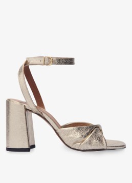 Maje Dames Sandalette van leer met metallic finish in de kleur Goud