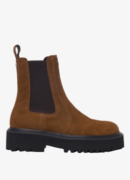 Maje Dames Chelsea boot van suède in de kleur Bruin