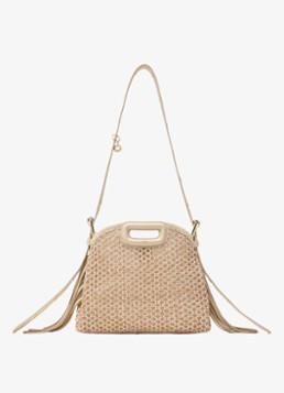Maje Dames Miss M Mini handtas met gevlochten detail in de kleur Beige