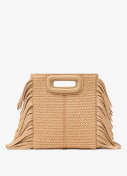 Maje Dames M Mini Raf City handtas met gevlochten detail en franjes in de kleur Beige