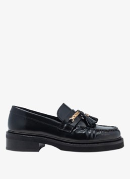 Maje Dames Loafers van leer in de kleur Zwart