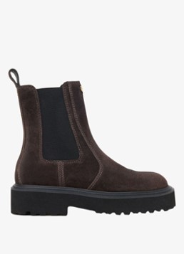 Maje Dames Chelsea boot van suéde in de kleur Donkerbruin