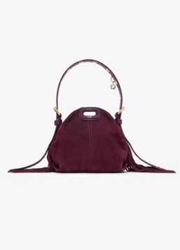 Maje Dames Miss M Micro tas van suède met verstelbaar handvat in de kleur Aubergine