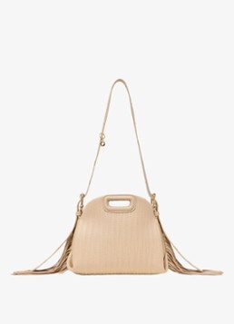 Maje Dames Mini Miss M tas van getikte leder in de kleur Creme