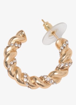 Maje Dames Gedraaide hoepel oorbellen met strass in de kleur Goud