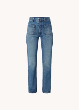 Sandro Dames High waist straight leg jeans met medium wassing in de kleur Indigo