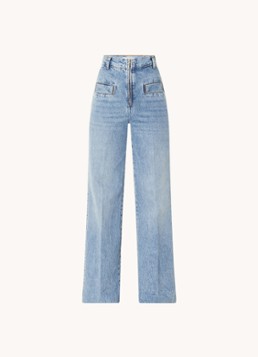 Sandro Dames High waist wide leg jeans met lichte wassing in de kleur Indigo