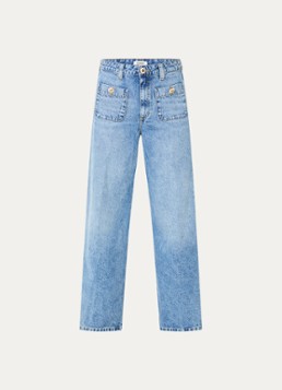 Sandro Dames High waist wide leg jeans met medium wassing in de kleur Indigo