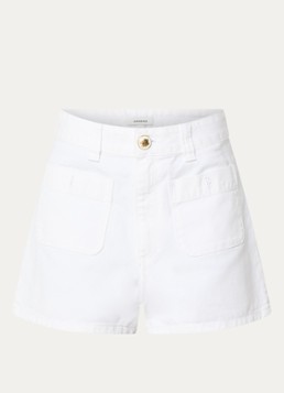 Sandro Dames High waist straight fit korte broek van denim met gekleurde wassing in de kleur Wit