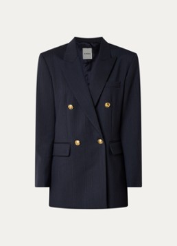 Sandro Dames Blazer in wolblend met schoudervulling en streepprint in de kleur Donkerblauw