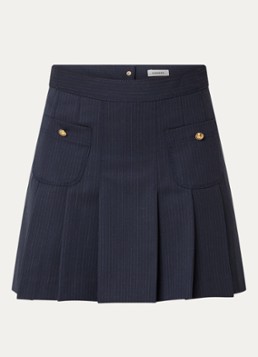 Sandro Dames Mini plooirok in wolblend met streepprint in de kleur Donkerblauw