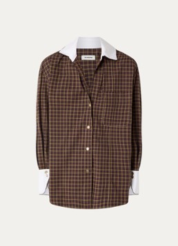 Sandro Dames Blouse met ruitdessin en borstzak in de kleur Bruin