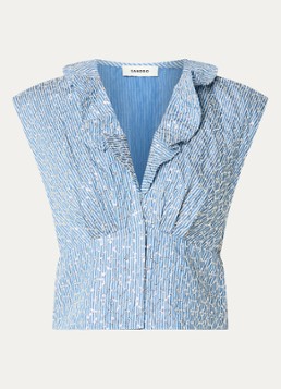 Sandro Dames Top met strass en V-hals in de kleur Blauwgrijs