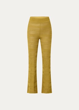 Sandro Dames Grofgebreide high waist straight fit broek in de kleur Mosgroen