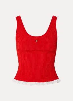 Sandro Dames Ribgebreide tanktop met logo in de kleur Rood