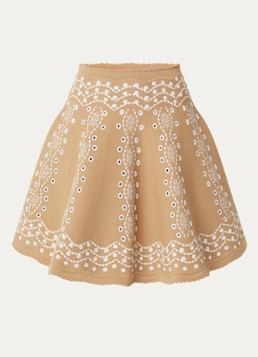 Sandro Dames Mini A-lijn rok met broderie in de kleur Beige