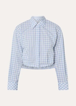Sandro Dames Cropped blouse met ruitdessin in de kleur Lichtblauw