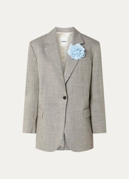 Sandro Dames Blazer in wolblend met gemêleerd dessin in de kleur Zand