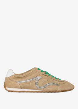 Sandro Dames Sneaker van suède in de kleur Beige