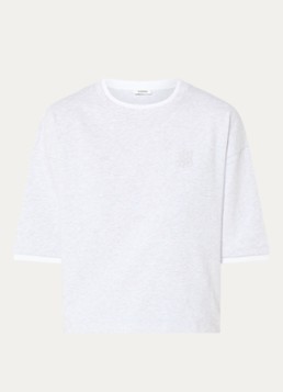 Sandro Dames T-shirt met logoborduring in de kleur Grijsmele