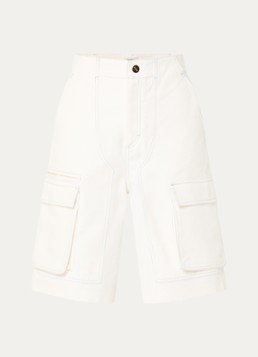 Sandro Dames High waist wide fit korte broek van denim met gekleurde wassing in de kleur Wit