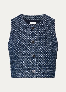 Sandro Dames Fijngebreid gilet met pailletten in de kleur Royalblauw