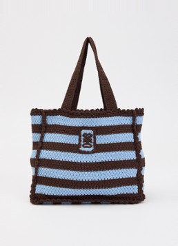 Sandro Dames Handtas van crochet met streepprint en logo in de kleur Lichtblauw