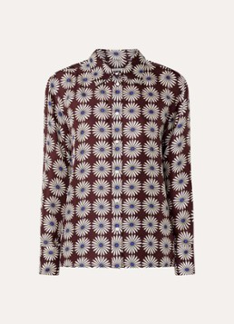 Sandro Dames Blouse van zijde met bloemenprint in de kleur Bruin