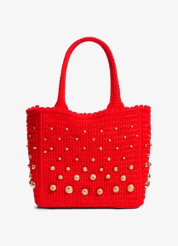 Sandro Dames Handtas van crochet met studs in de kleur Steenrood