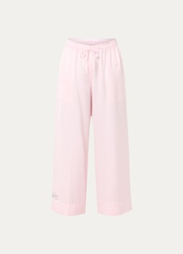 Sandro Dames High waist loose fit broek van satijn met koord in de kleur Lichtroze