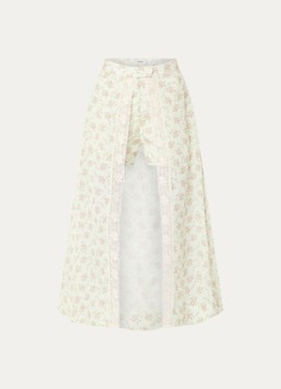 Sandro Dames Mini broekrok in linnenblend met bloemenprint in de kleur Lichtgroen