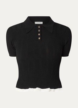 Sandro Dames Top met ribstructuur in de kleur Zwart
