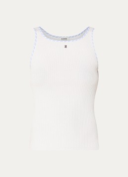 Sandro Dames Tanktop met ribstructuur in zijdeblend in de kleur Gebroken wit