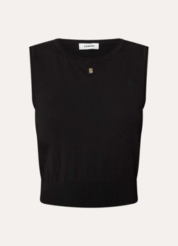Sandro Dames Fijngebreide crop top met logo in de kleur Zwart