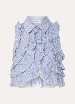 Sandro Dames Cropped blouse met streepprint en volant in de kleur Blauw