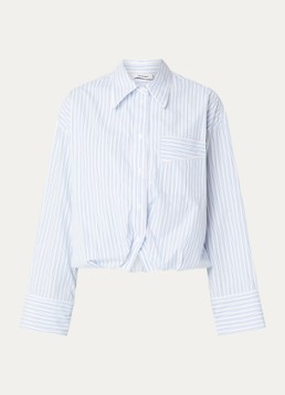 Sandro Dames Blouse met streepprint met borstzak in de kleur Lichtblauw