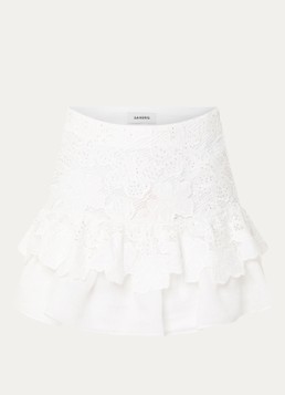 Sandro Dames Mid waist mini rok met broderie in de kleur Wit