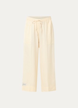 Sandro Dames High waist loose fit broek van satijn met koord in de kleur Lichtgeel