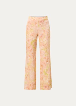 Sandro Dames High waist flared fit pantalon met bloemenprint in de kleur Zalmroze