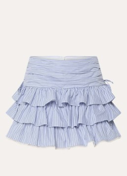 Sandro Dames Mini rok met streepprint en ruches in de kleur Blauw