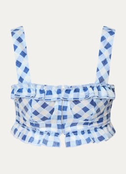 Sandro Dames Crop top in linnenblend met ruitdessin in de kleur Blauw